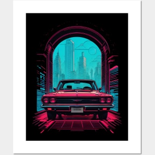 Retrowave Car Neon Colors Posters and Art